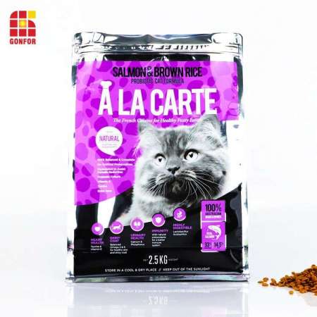 Custom Plastic Flat Bottom Pet Food Cat Dog Feed Packaging Bag with Zipper